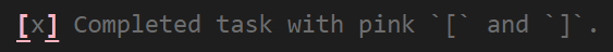 Custom highlighting with pink notation for a completed task